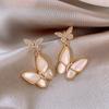 Korea Neues Design Modeschmuck Exquisite Zirkon Schmetterling Naturmuschel Anhänger Ohrringe Elegante Damen Party Accessoires
