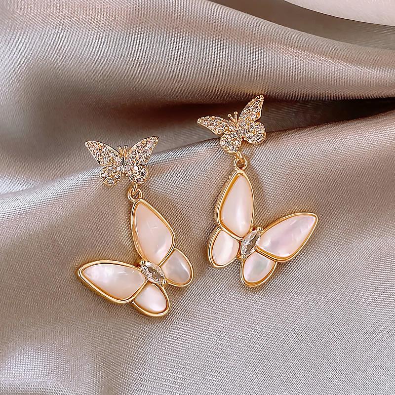 Coreea Design Nou Bijuterii de Modă Exquisite Zircon Fluture Nămol Natural Pandantiv Cercei Elegante Accesorii de Petrecere pentru Femei