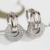 Luxury Half Inlaid Zircon Intertwined Loop Short Drop Earring