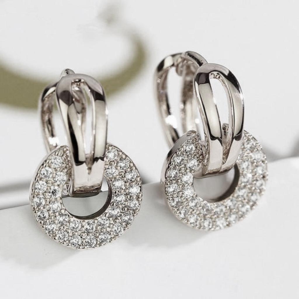 Luxury Half Inlaid Zircon Intertwined Loop Short Drop Earring