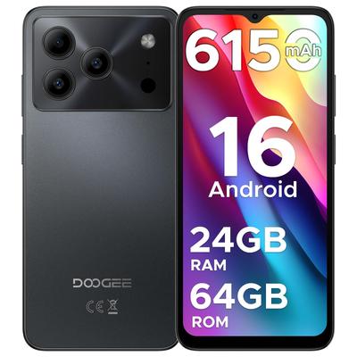 Doogee Note 56 Mobile Phones, Android 16 Smartphone, 6150mAh, 8.45mm Ultra-Slim, 6.56" HD+ 90Hz, 24GB + 64GB/2TB, Face ID, GPS, OTG, FM