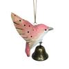 Wood Carving Hummingbird Ornament with Tree Stump/Bell Handcrafted Bird Figurine Statue Sculpture