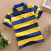 Chłopcy, Lato, Dziewczęta, Koszulki z krótkim rękawem, 1-12 lat, Dzieci średnie i starsze, Pasiaste koszulki polo z klapami, Bawełna
