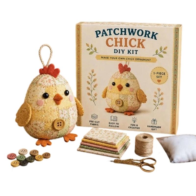 DIY Animal Sewing Crafts Set DIY Patchwork Animal Kits for Adults Beginner Precuts Florals Fabric Sewing Set