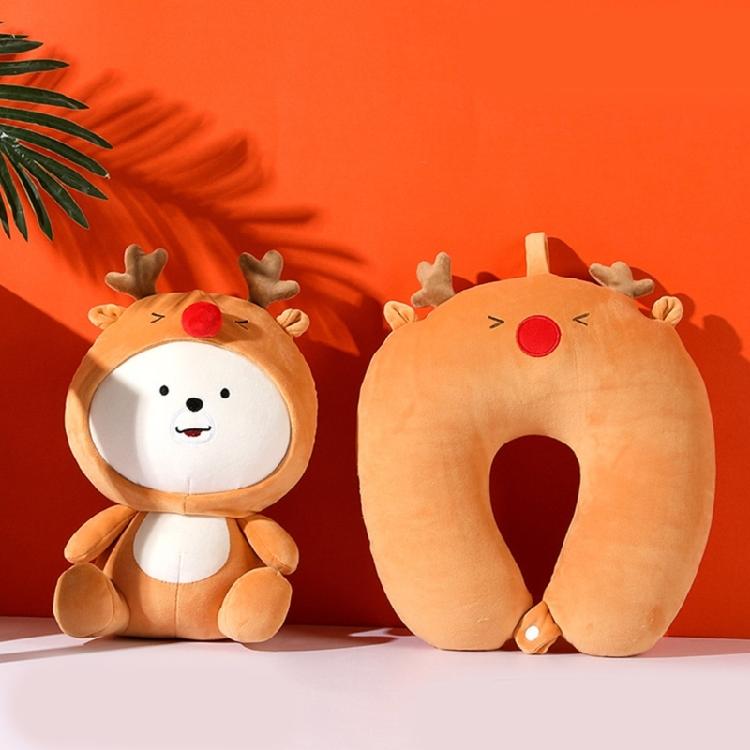 Kids Travel Pillow 2 in 1 Deformable Neck Pillow Soft Ushaped Pillow with Lovely Animal Sleep Companions