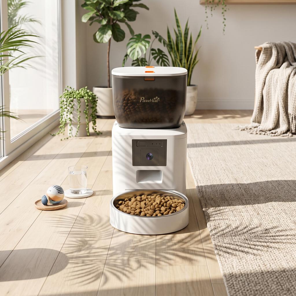 Cat Feeder with Camera, 2.4 GHz WiFi, App Control, 4L Feeder for 1-10 Meals, 2-Way Audio
