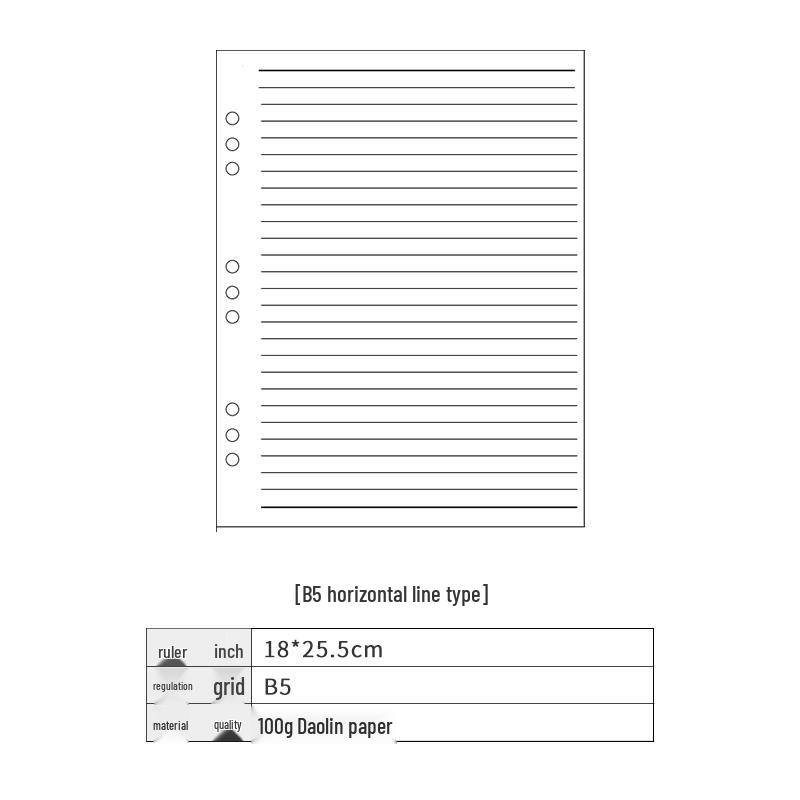 A6 6-Hole Notebook Refill: Blank, Grid, Lined Pages for Student Diaries