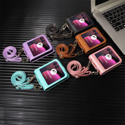 Geldbörse Umhängeband Handyhülle für Motorola Moto Razr 40 Ultra Moto Razr Plus Kartenhalter Leder Schutzhülle