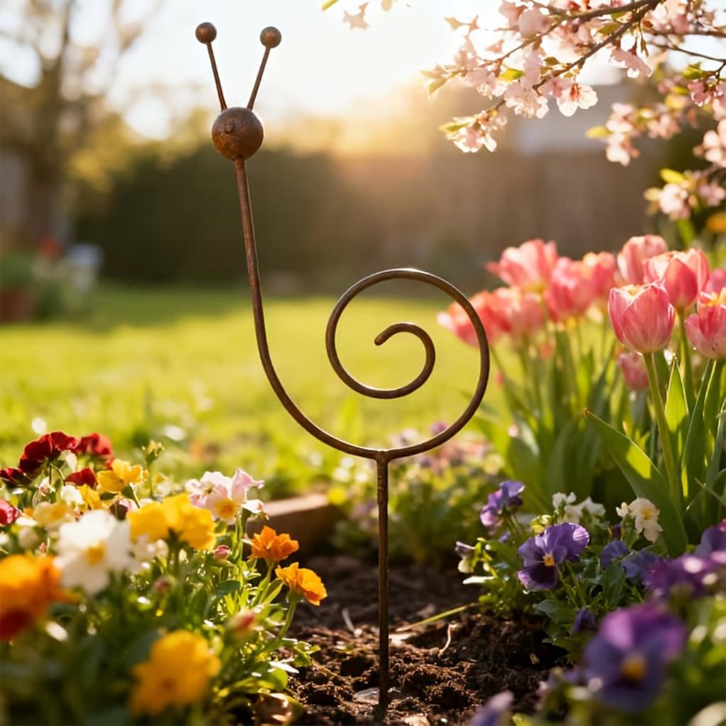 Metall-Gartenstecker Dekorative Skulptur Spiral-Schnecken-Design Außenhof-Kunst Eisenhandwerk Rasenornament für Terrasse und Garten