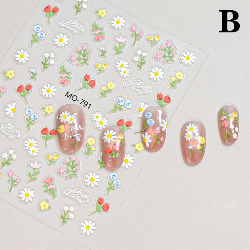 1 Sheet Spring And Summer Floral Nail Art Embossed Nail Art Stickers Nail Art Decal Easy To Apply Nail Decoration DIY Gift