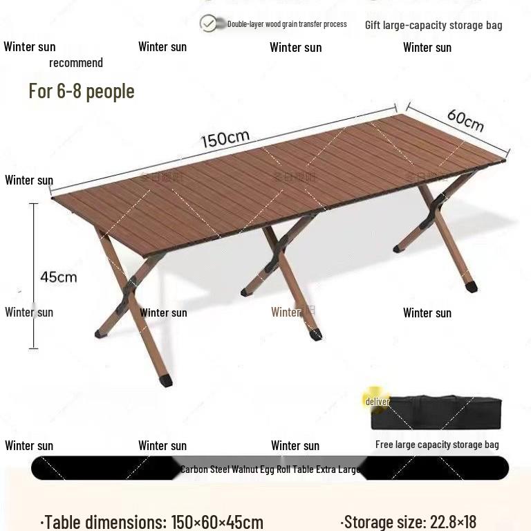 Portable Outdoor Folding Egg Roll Camping Table and Chair Set for Picnic and Barbecue