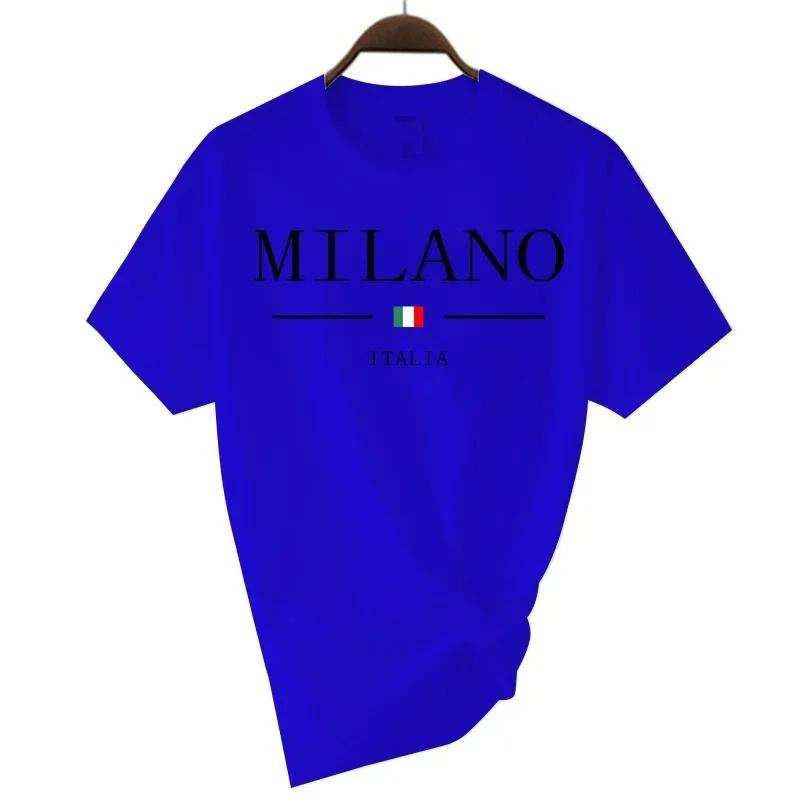 Summer Cotton Soft Tops Summer Milano Letters Print Y2k T-shirt for Man Short Sleeved Luxury Tees Clothing Loose Pure