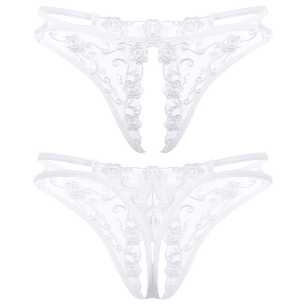 Adult Men Lingerie Briefs Flower Embroidery Lace Thong Underwear