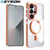 KEYSION Transparent Magnetic Case for MagSafe for Samsung S25+ S26 Ultra 5G S25 FE Wireless Charging Shockproof Phone Cover