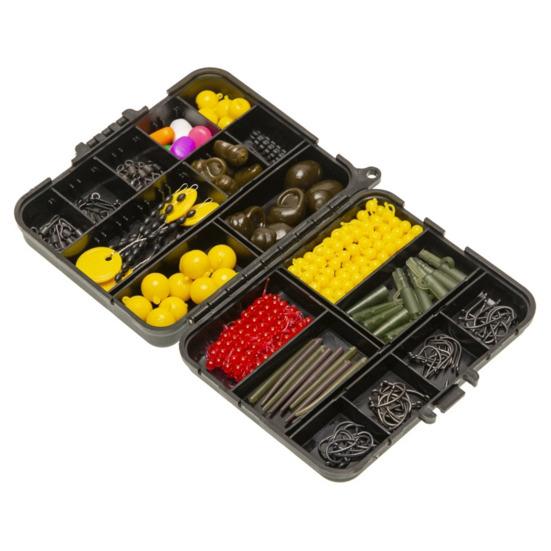 143/145Pcs Carp Fishing Accessories Set with Double-Sided Box Fishing Hook Lure Sleeve Float Swivel Needle Men Carp Fishing Gear