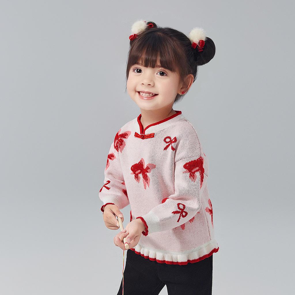 National Style Bow 25 Winter Children's Warm Short Sweater