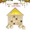 Wood Christmas Advent Calendars House LED Lights 24 Days Countdown Storage Organization Figurines Room Home Christmas Decoration