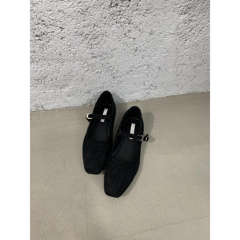 Flat Bottom Square Head One Word Mary Jane Single Shoes Women's Shoes 2025 New Spring and Autumn Versatile Retro Soft-soled Grandma Shoes