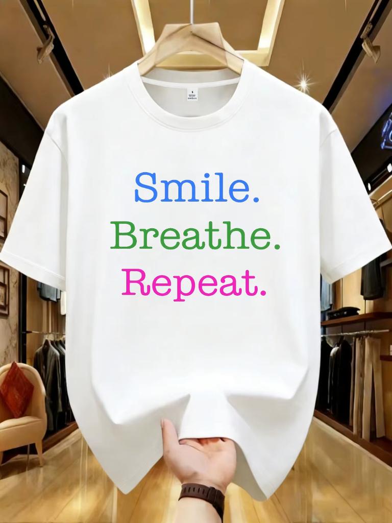 English Letter Printed Unisexs Round Neck Tshirt Summer Casual Short Sleeved Top Street Fashion Unisexs Versatile