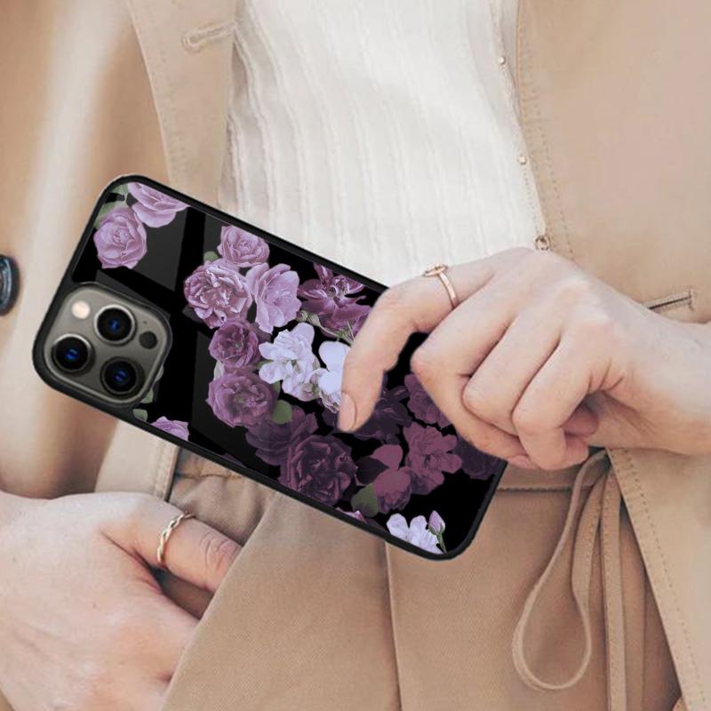 Midnight Floral Magnetic Phone Case For APPLE iPhone 17 Air 16 14 13 12 Pro Max 15 Plus Wireless Charge With MagSafe Cover