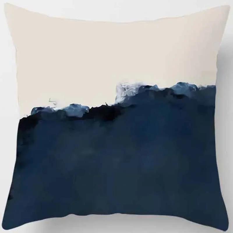 Blau tonbedruckter quadratischer Kissenbezug, Heimdekoration, Sofakissenbezug für Auto 60X60CM Kissenbezug
