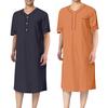 Camicia da notte casual da uomo con scollo a V, manica corta, tasca applicata, tinta unita, lunghezza a metà polpaccio, vestaglia da notte, camicia da notte per il tempo libero, abbigliamento per la casa