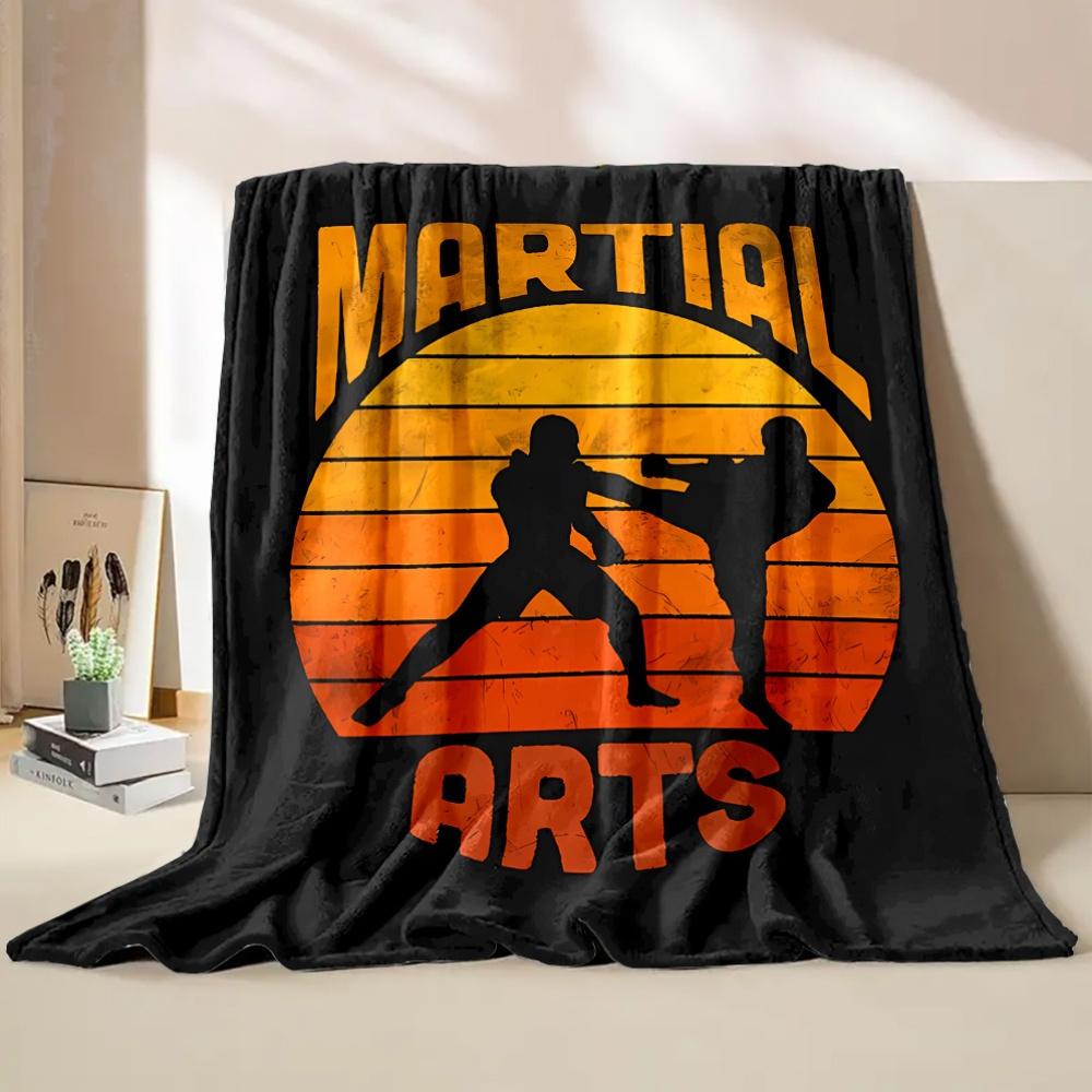 Martial arts figure pattern Flannel printed blanket suitable for all seasons suitable for living room office sofa and travel