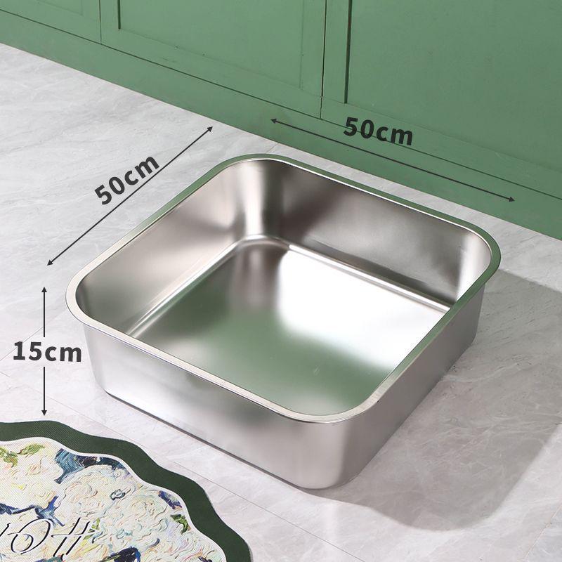 Extra Large Stainless Steel Cat Litter Box with Raised Edge - Anti-Splash, Anti-Tracking, Easy To Clean.