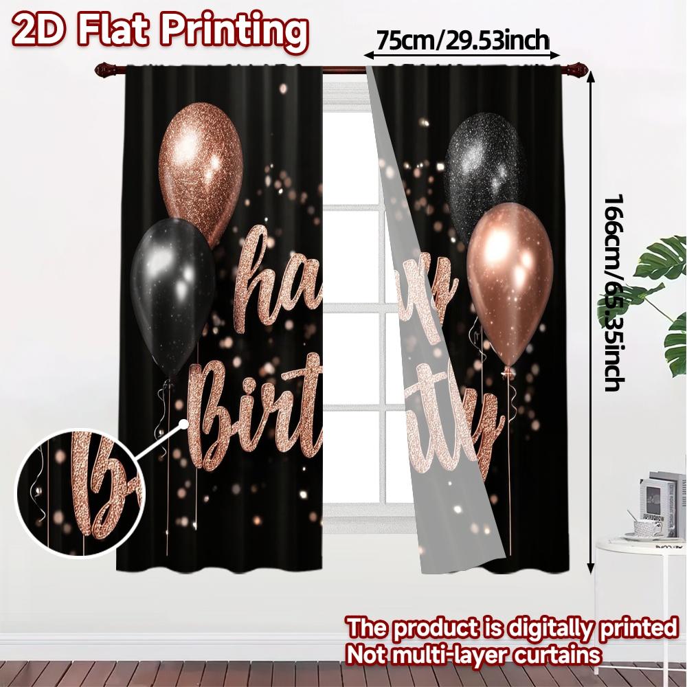 2pcs   2D FLAT PRINTING Curtains (Without Rod) Birthday Glow(1) Modern Window Curtain 100% Polyester Curtains Decorations
