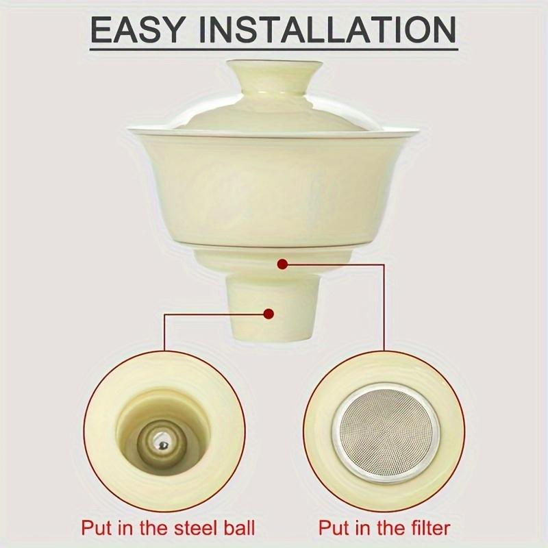 1 Set Ceramic Teapot Set Ceramic Tea Cups Lazy Kungfu Tea Pot Set Semi Automatic Drip Rotating Tea Set With Infuser Office Blooming Tea Pot Set For Ho