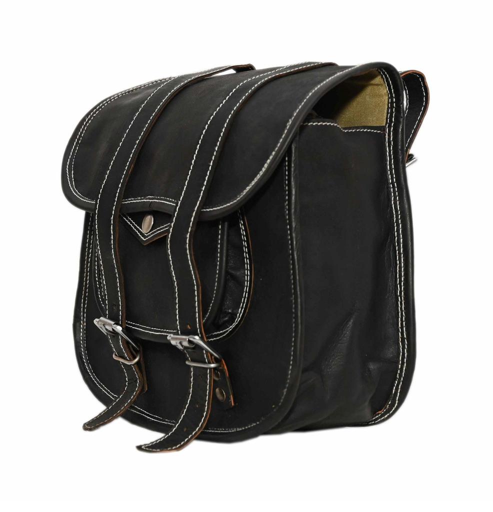 Handmade Vintage Goat Leather Motorcycle Saddlebags – Bike Panniers Set of 2