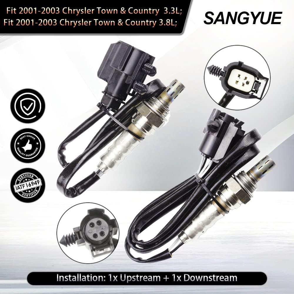 Oxygen Sensor for Dodge Grand Caravan Chrysler Town & Country 2001-2003 3.3L 3.8L Voyager Upstream + Downstream 2pcs
