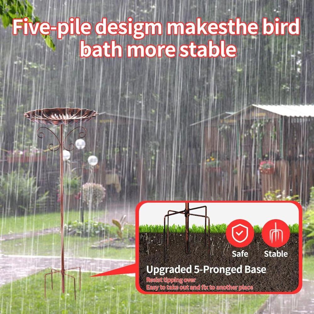 5-Pronged Base Iron Bird Bath Feeder Retro Standing Bird Bath Freestanding Birdbath Balcony