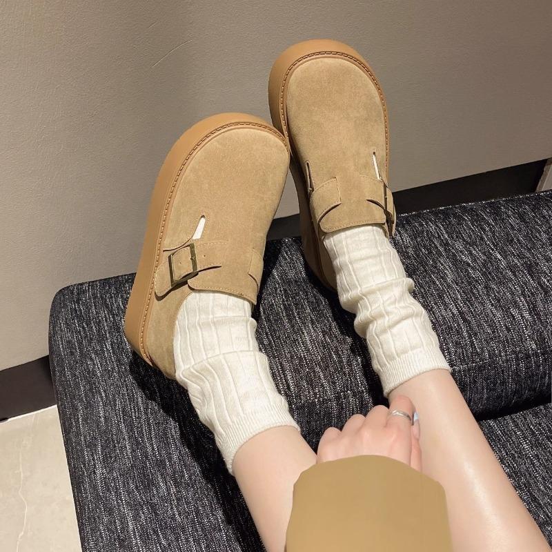 Platform Women's Shoes New Spring and Autumn Season One-pedal Lazy Shoes Height Increase Versatile Single Shoes