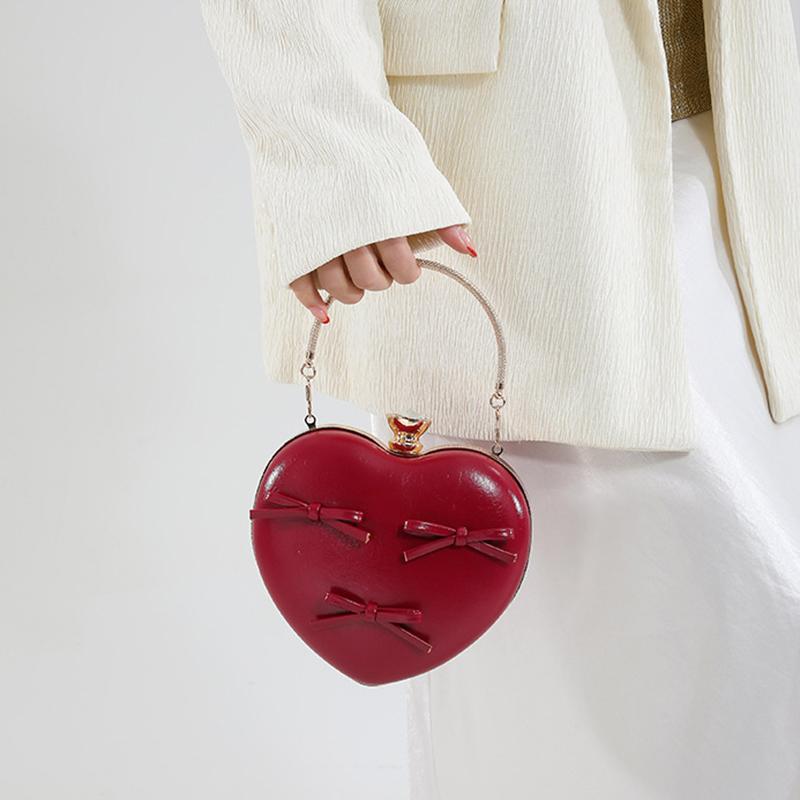 Female Shoulder Bags Advanced Fashion Blue Heart Bow New Trend Sweet Lovely Leisure Trend Solid Color Chain Simple Crossbody Bag AVE