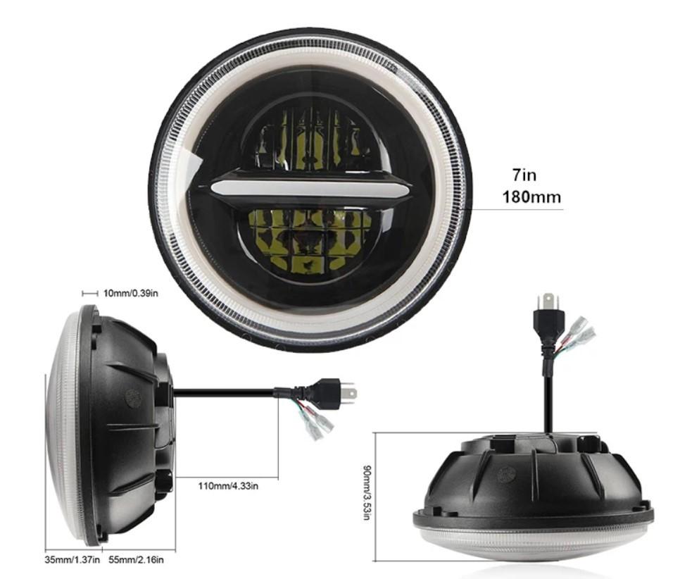 1 Stück Frontleuchte 7" Voll-LED Q, 12V Off-Road