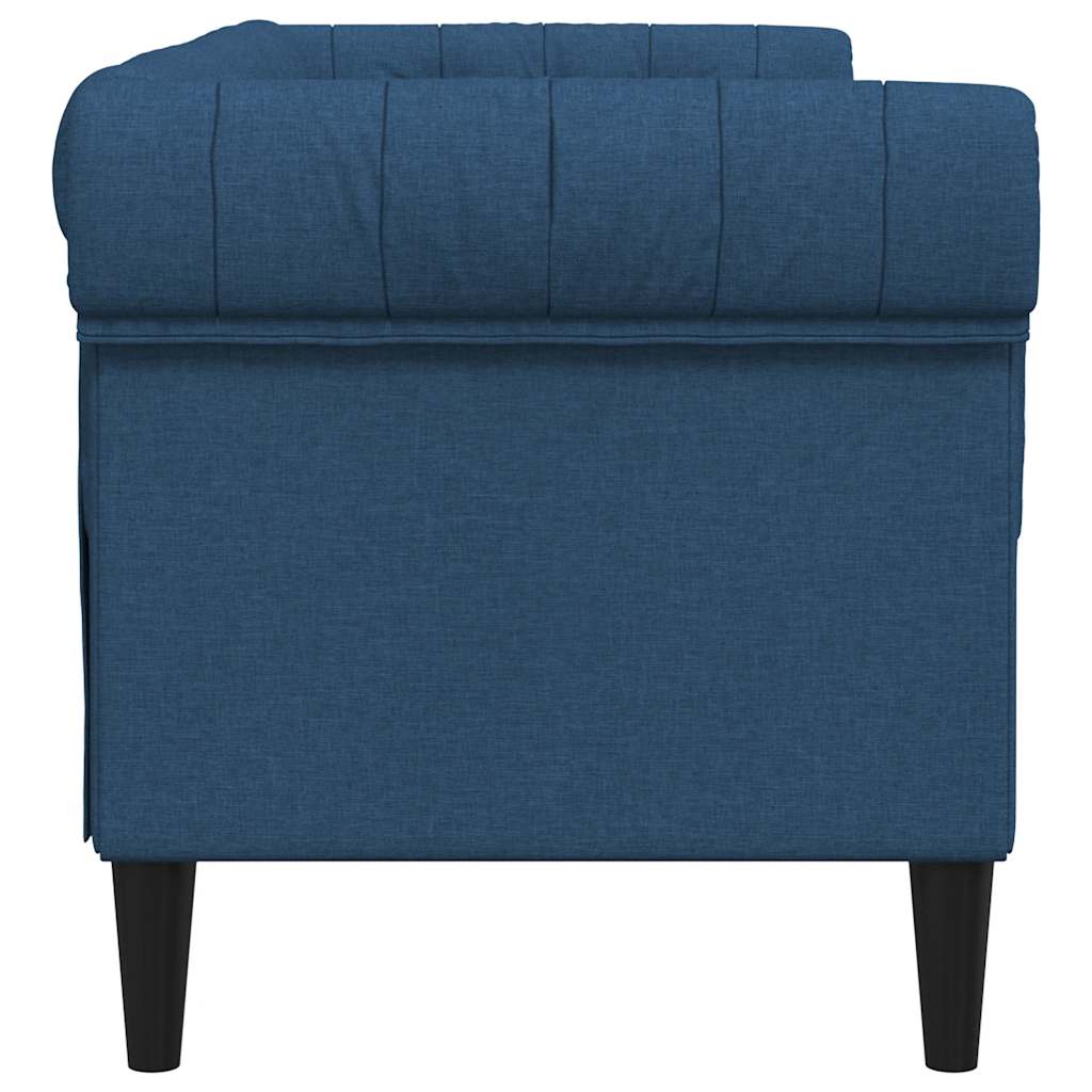 Vidaxl Sofa Chesterfield, Dwuosobowa, Niebieska, Obita Tkaniną