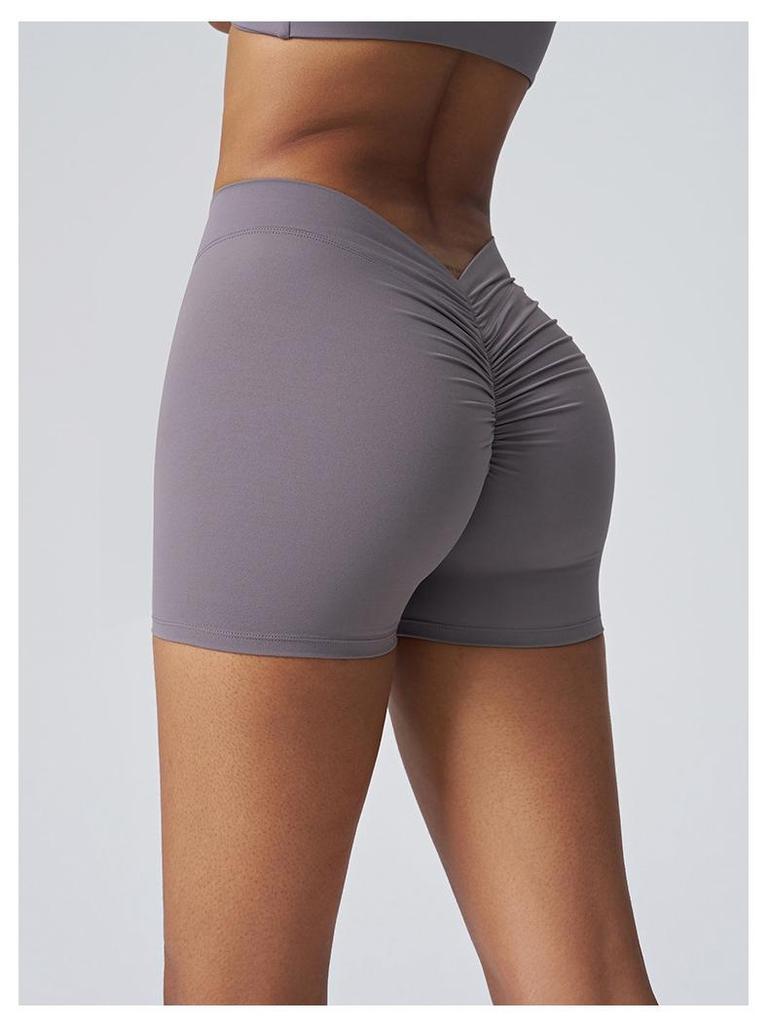 Wharton Women's Quick-Dry Sports Running Shorts - Breathable, V-Waist, Peach Hip Design