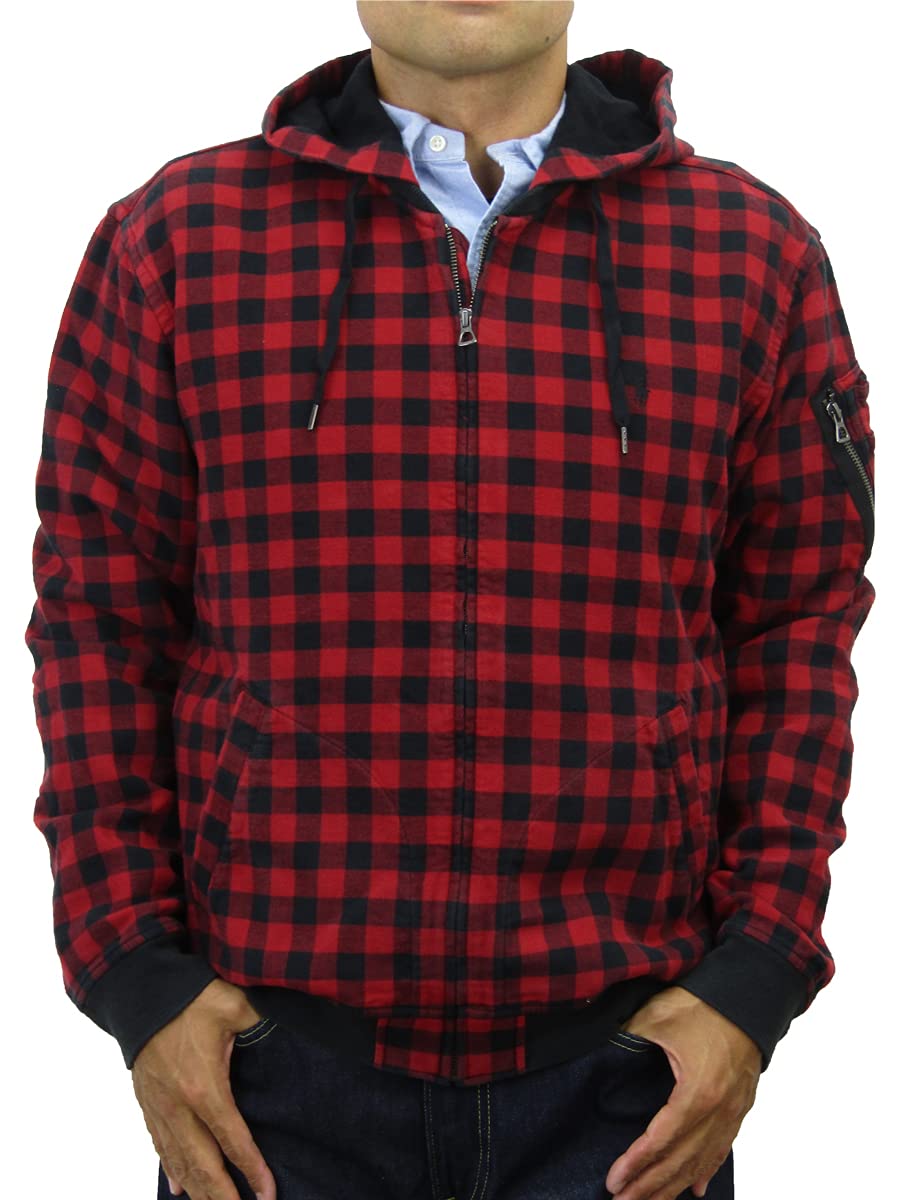 

POLO RALPH LAUREN Куртка-бомбер MA-1 с капюшоном в клетку буффало, размер L, цвет REDTAFFETTA, (Код товара 0101741)