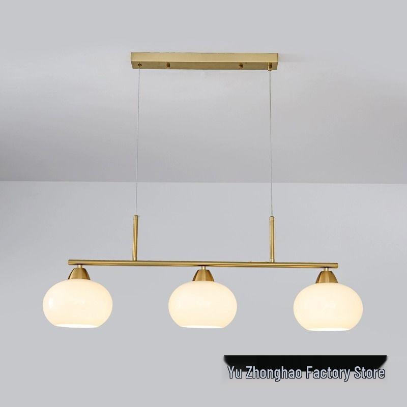 

Nordic Style Persimmon Glass Chandelier: Three-Head Pendant for Dining Room Gold Three-Head with Warm Light