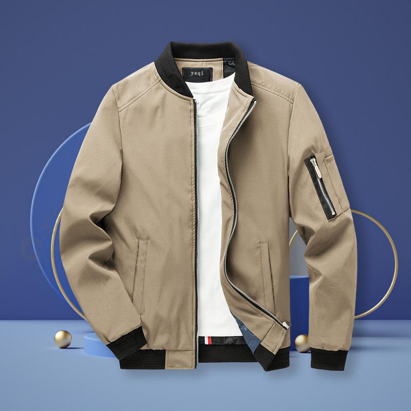 Große Herrenjacke, dünne Slim Fit-Mode-Freizeitjacke, Frühling und Herbst, Herren-Reißverschlusstasche, vielseitige Freizeitjacke