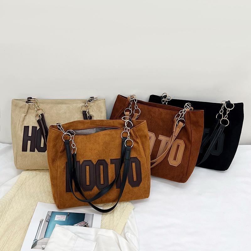 Fashion Letter Handheld Large Bag Contrasting Colors Popular New Simple Shoulder Bag Large Capacity Commuter Trendy Tote Bag