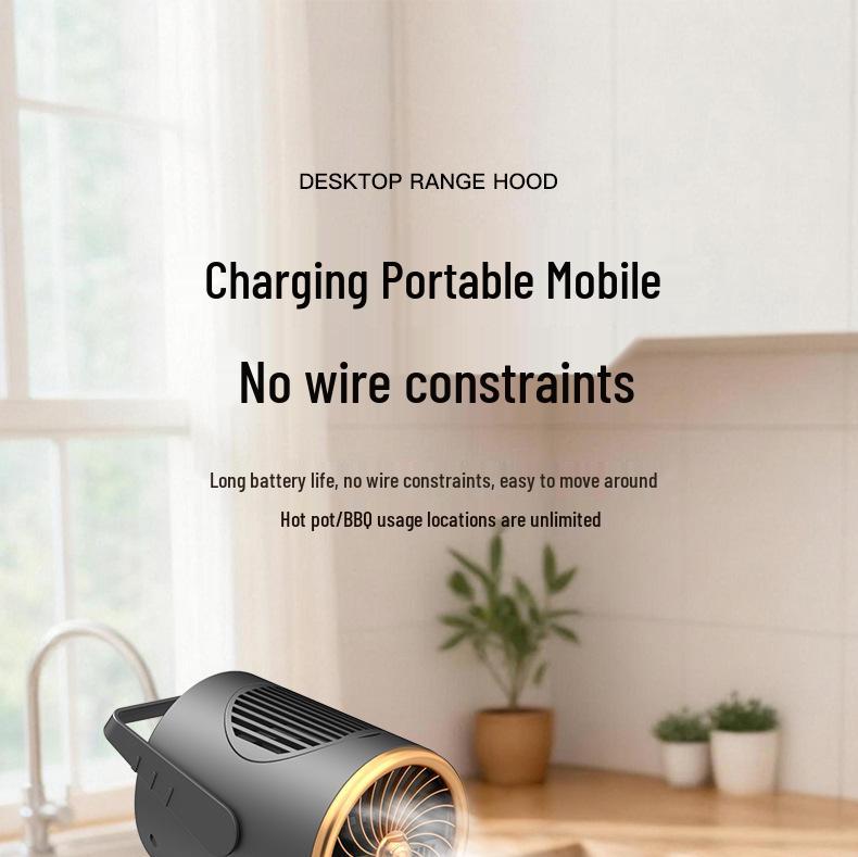 Portable High-Suction Desktop Range Hood for Kitchen, Camping, Hot Pot, and Barbecue Smoke Extraction