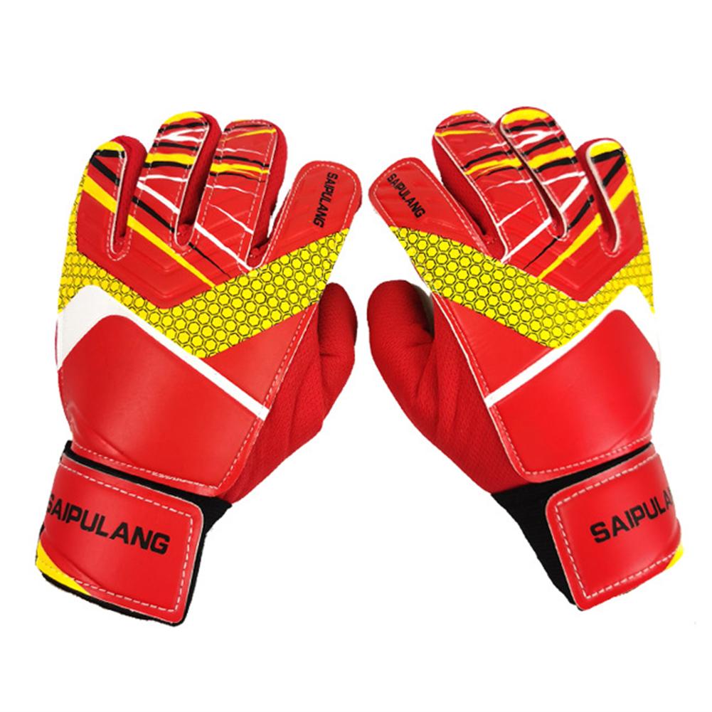 

Children Soccer Goalkeeper Gloves Antiskid PU Goalkeeper Gloves Wear-resistant Adjustable Elastic Full Finger Sports Accessories 5 красный