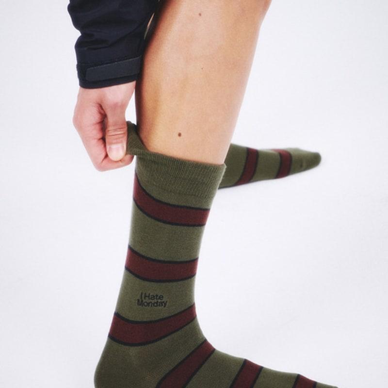 I Hate Monday [IHM2501M04] Man Socks Brown Striped Socks