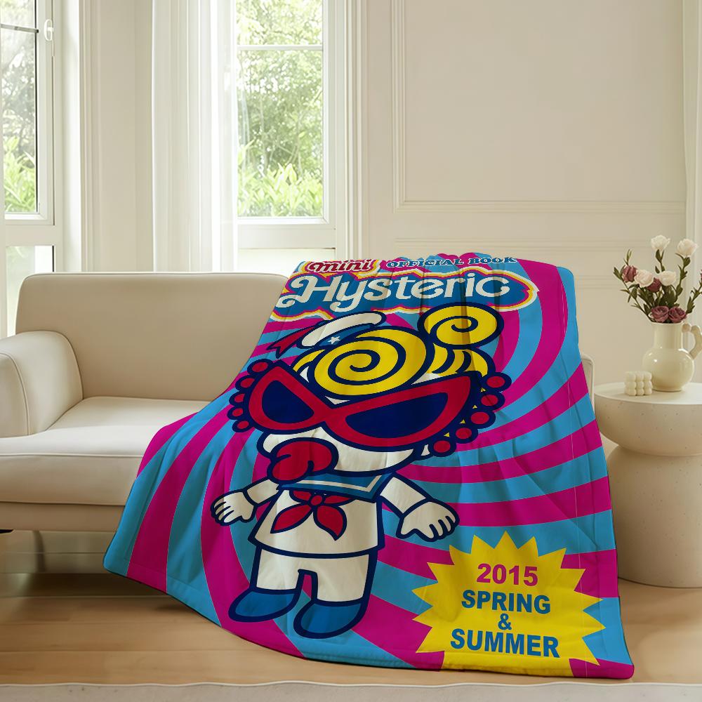 Fashion print H Hysteric M Mini Blanket For Sofa Office Bed Plane Travel Sleep Read Relax Camping Soft And Warm