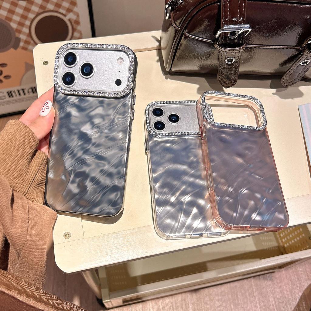 Hot-selling Pleats Apply To Apple 17Pro Max Phone Case iPhone16 Rhinestone Lens Frame 15/14