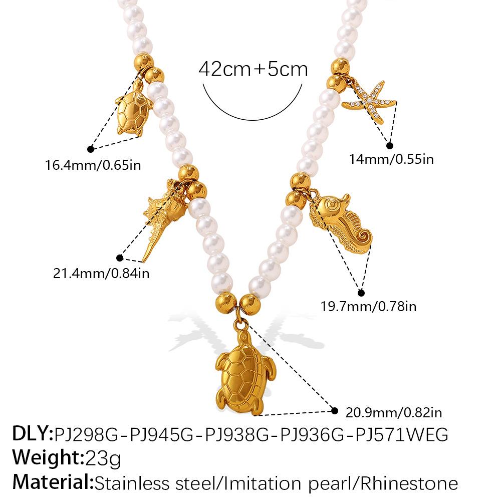 Seaside vacation wind shell starfish imitation pearl bracelet necklace niche design high-end suit women