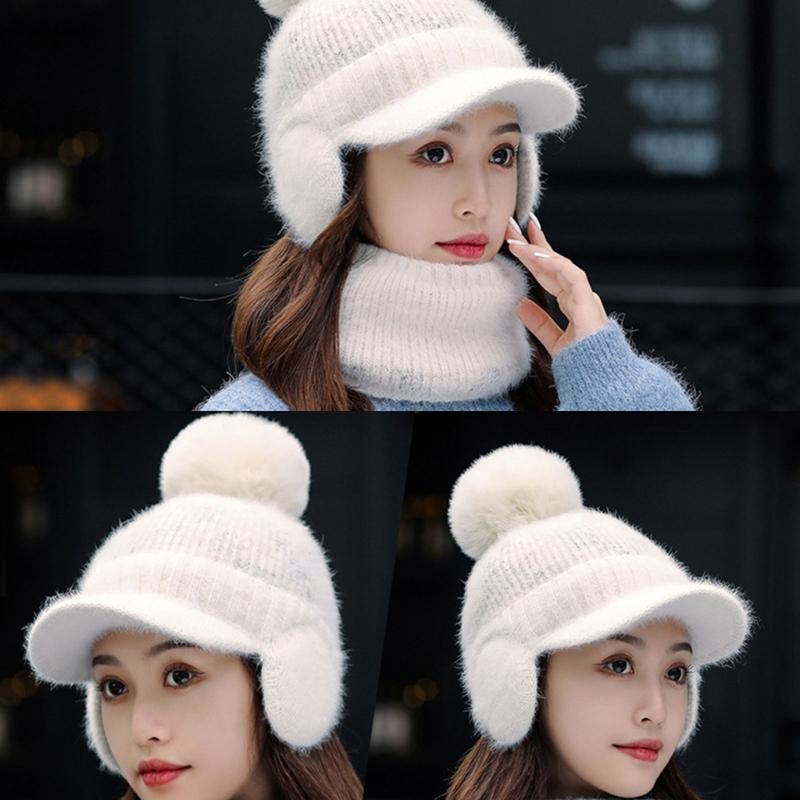 Hat Balaclava Set Beanie Scarf Set Winter Warm Knit Hat Scarf Set Skullies Beanie Men Ear Head-Neck Cover Ski Beanie Hat