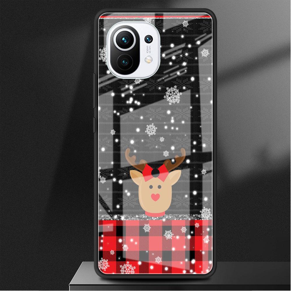 Glass Case For Xiaomi Poco X3 NFC 11 Lite 11T F3 M3 For Redmi Note 11 10 9 8 Pro 10S 9S 9A 9C Phone Cover Cartoon Christmas
